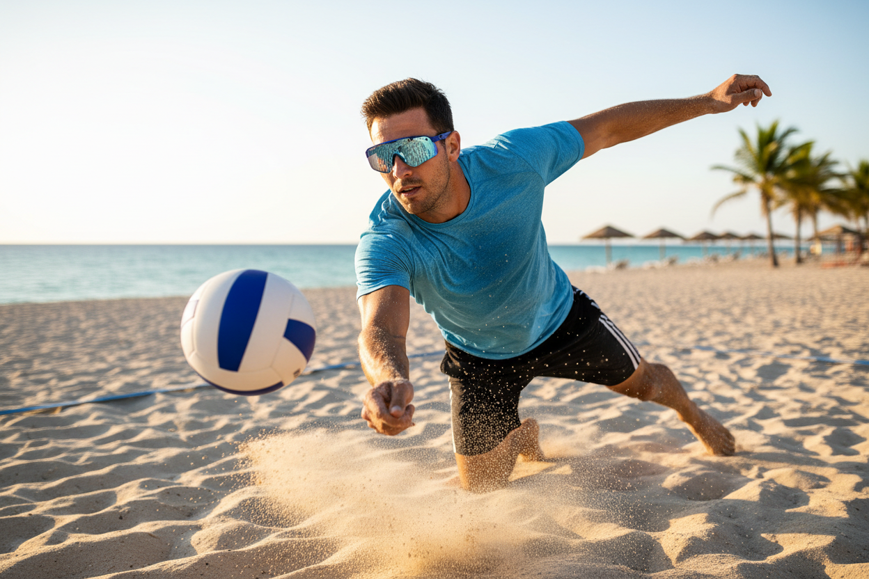 Prescription Sports Sunglasses (Single-Lens/Shield Design) in Beach Volleyball