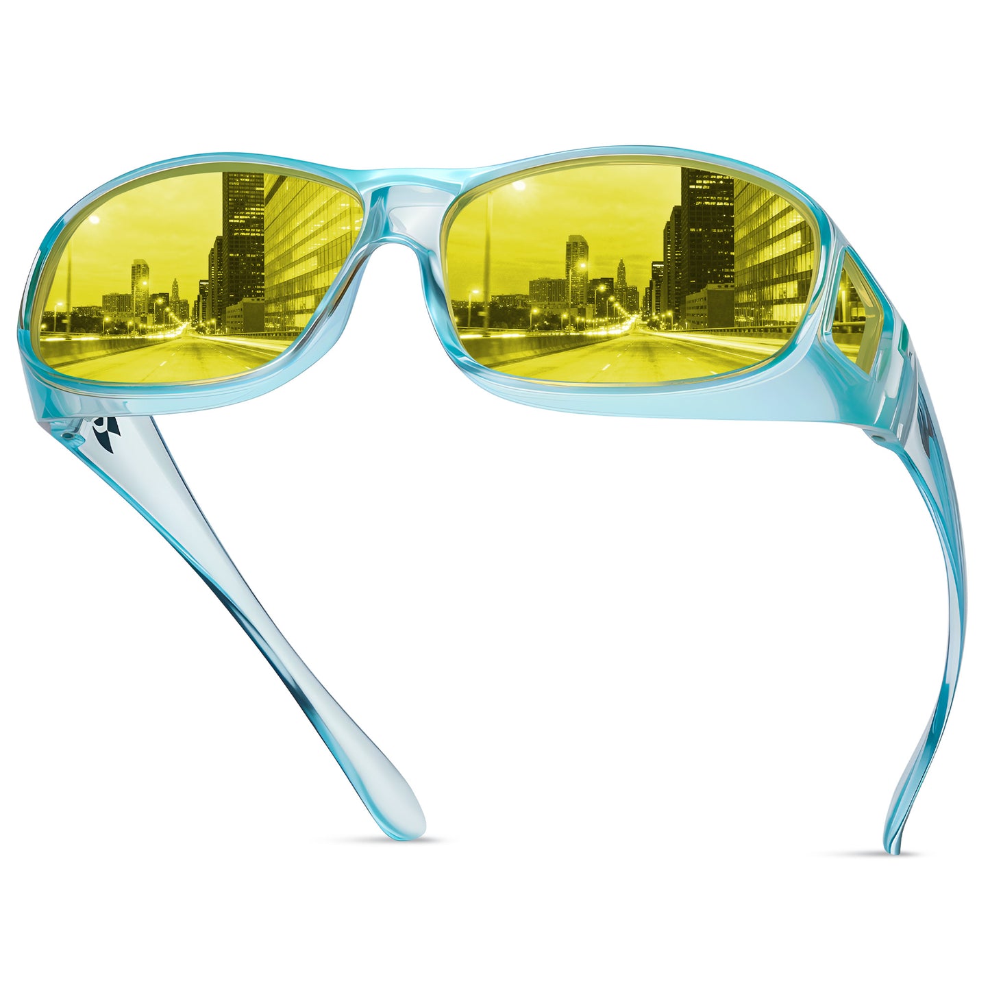 suoso Night Driving Glasses Fit Over Eyeglasses for Men Women, Polarized Anti Glare Night Vision Glasses HD Yellow Lens