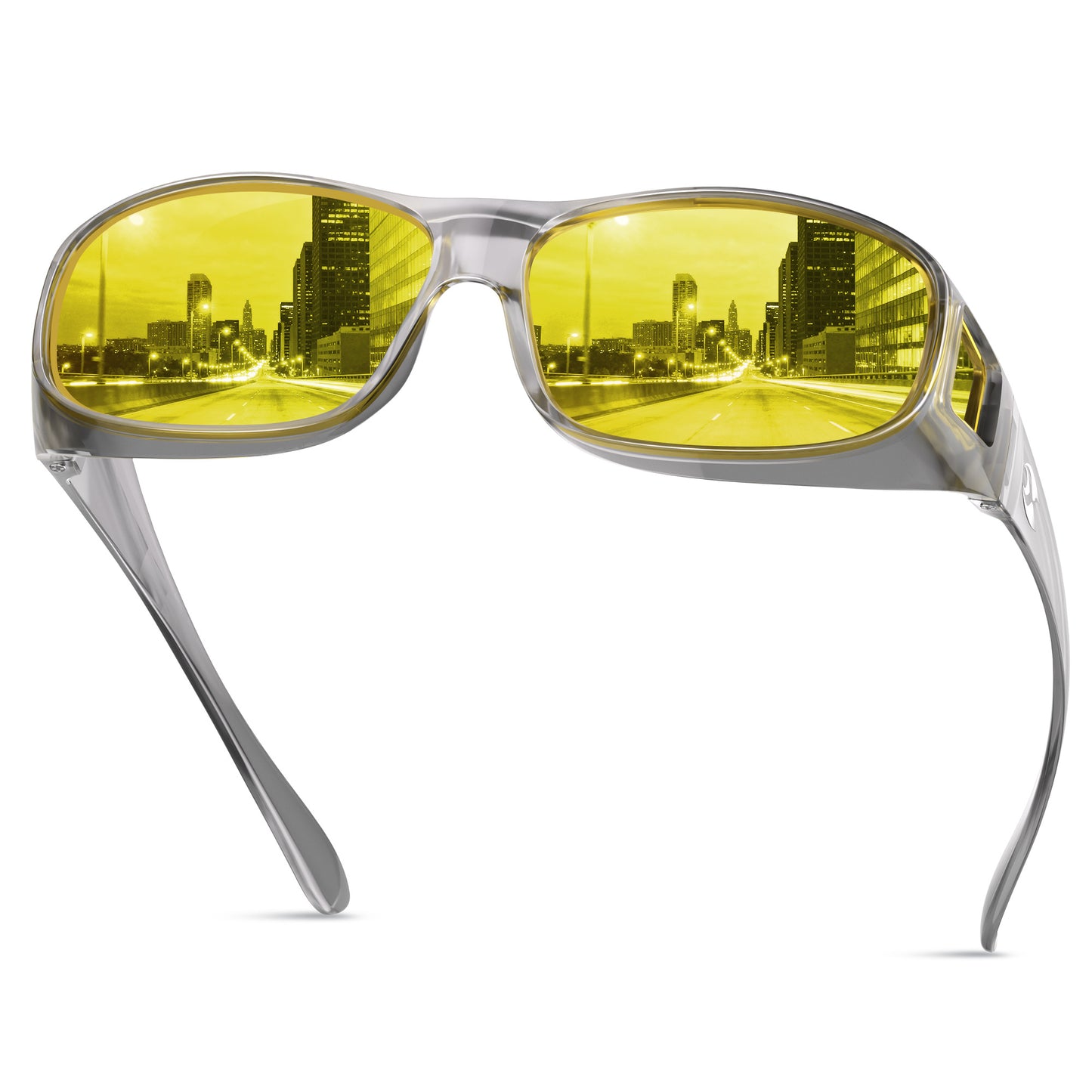 suoso Night Driving Glasses Fit Over Eyeglasses for Men Women, Polarized Anti Glare Night Vision Glasses HD Yellow Lens