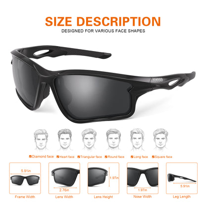 suoso Polarized Sports Sunglasses Men: Running Sunglasses Women Wrap Around Glasses for Fishing Driving UV400 Protection TR90