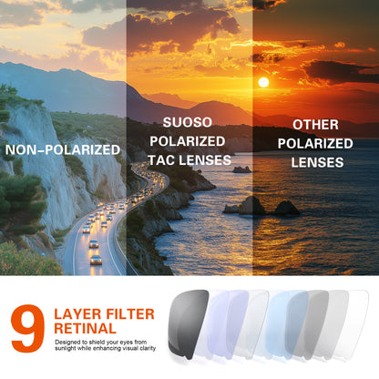 suoso Polarized Sports Sunglasses Men: Running Sunglasses Women Wrap Around Glasses for Fishing Driving UV400 Protection TR90