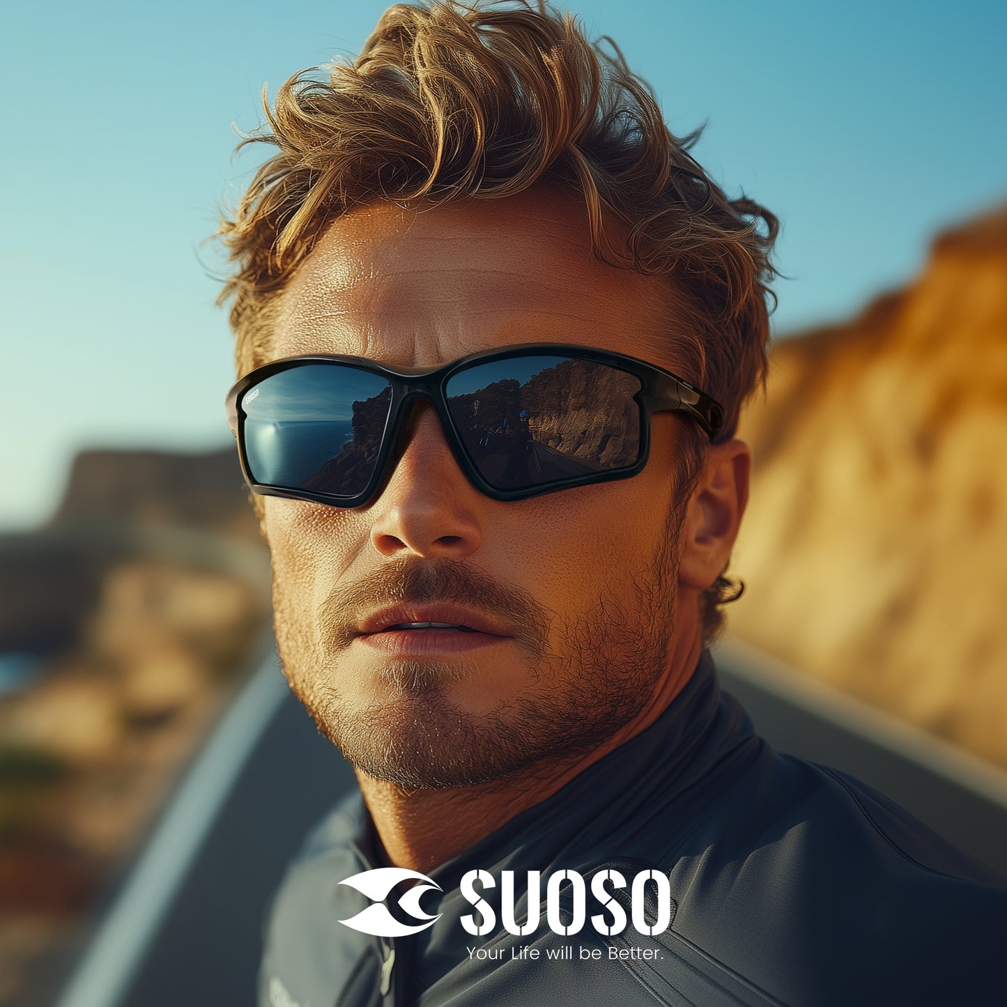 suoso Polarized Sports Sunglasses Men: Running Sunglasses Women Wrap Around Glasses for Fishing Driving UV400 Protection TR90