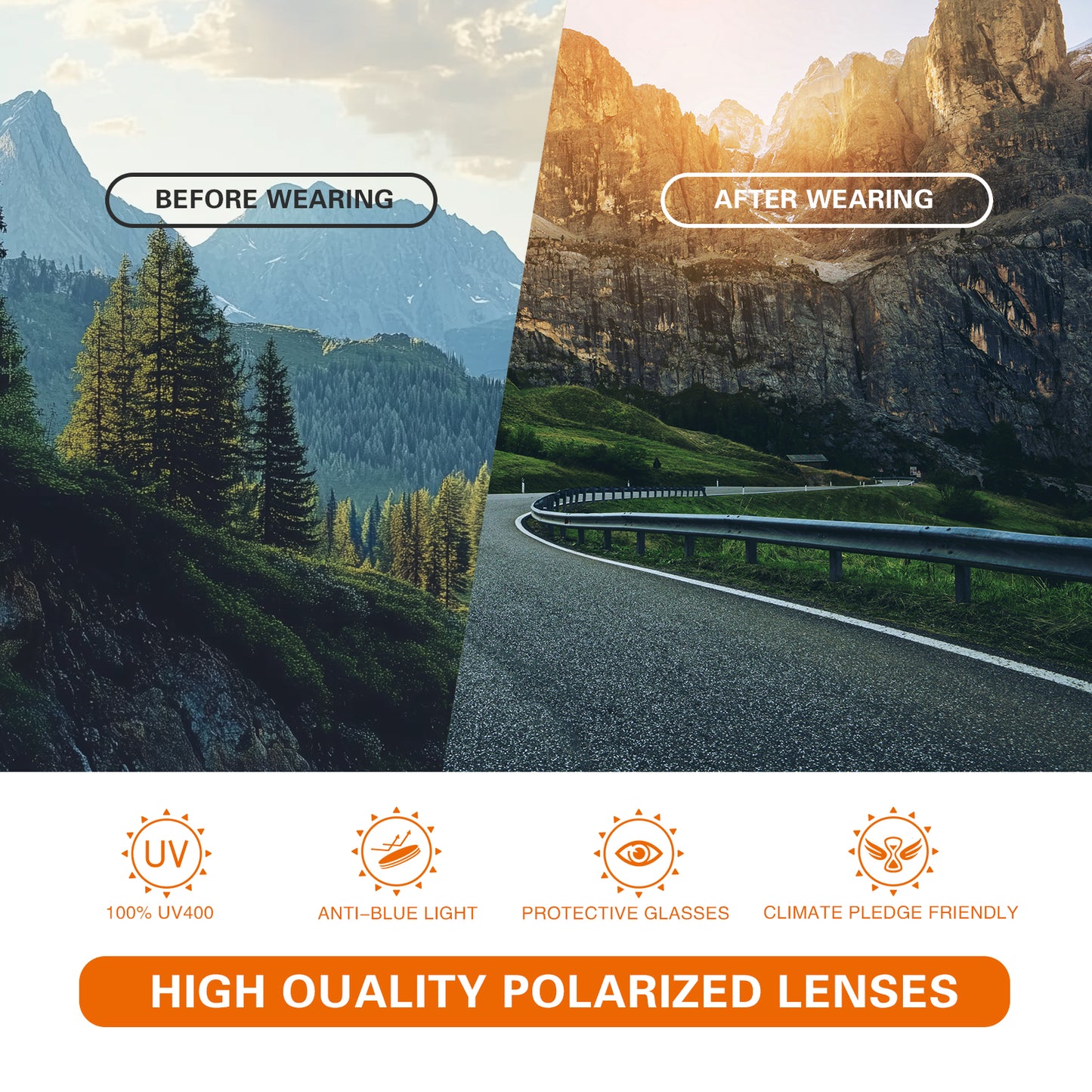 suoso Sports Polarized Sunglasses for Men: TR90 UV400 Protection Sun Glasses Womens Wrap Around Goggles for Fishing Driving