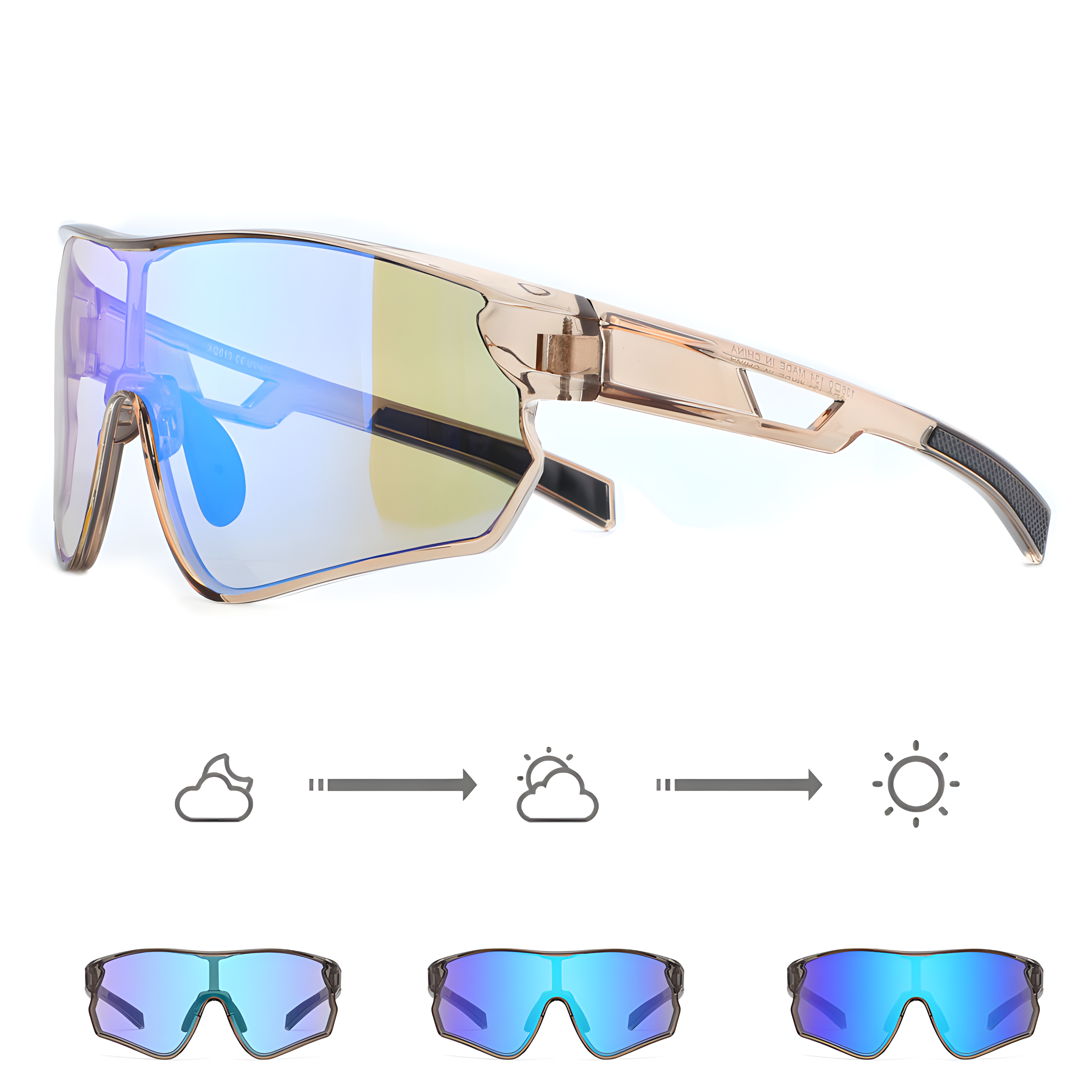 SUOSO Fahrradbrille mit Sehstärke, photochrome Gläser.