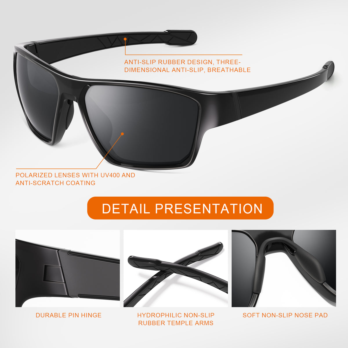 SUOSO Prescription Pickleball Glasses, Sports Polarized Sunglasses for Golf Fishing Running Driving
