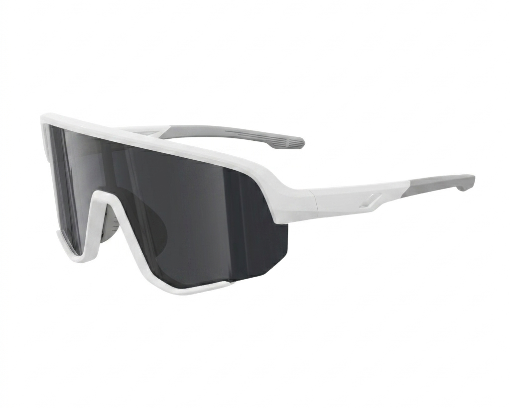 White sunglasses with black lenses on a white background