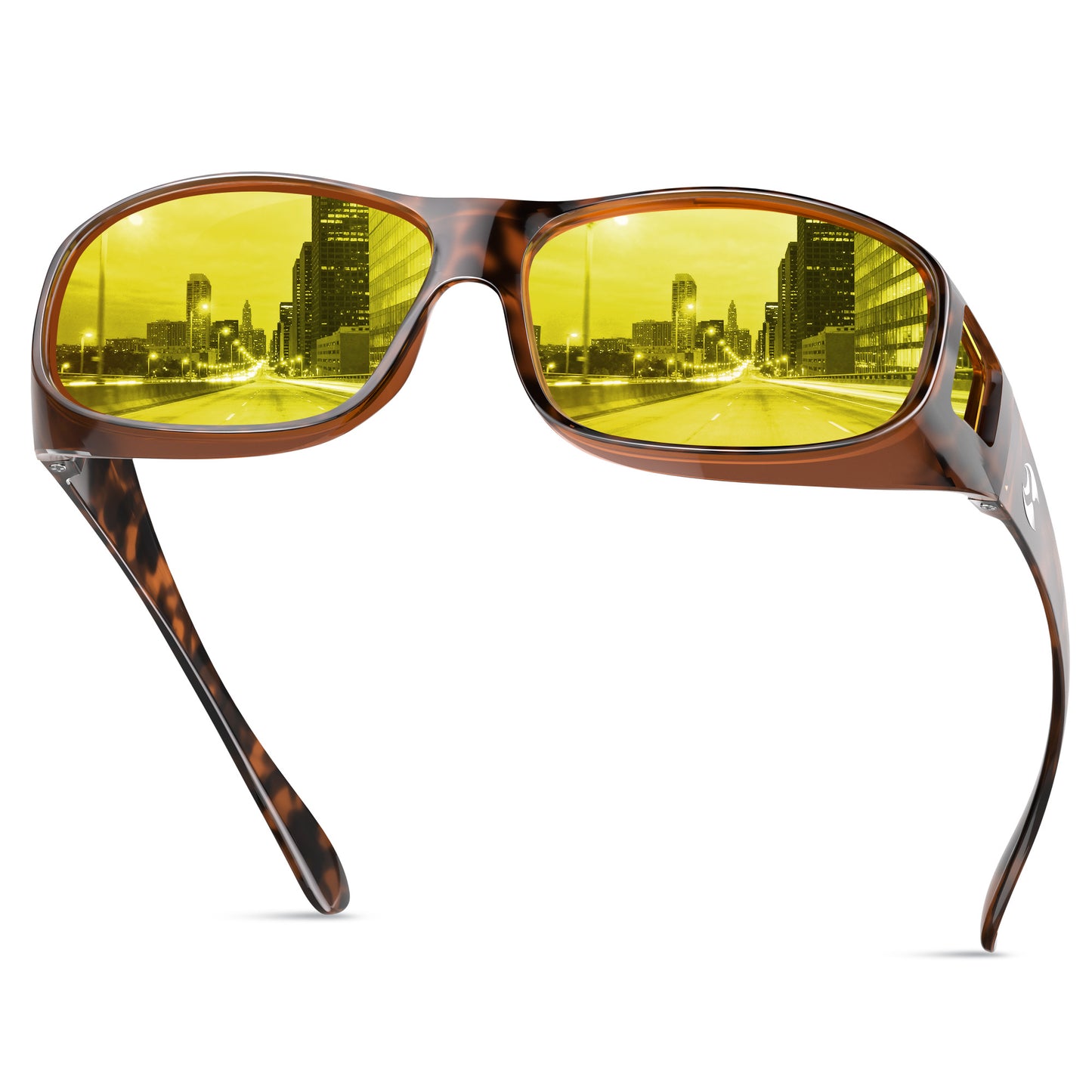 suoso Night Driving Glasses Fit Over Eyeglasses for Men Women, Polarized Anti Glare Night Vision Glasses HD Yellow Lens