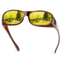 suoso Night Driving Glasses Fit Over Eyeglasses for Men Women, Polarized Anti Glare Night Vision Glasses HD Yellow Lens