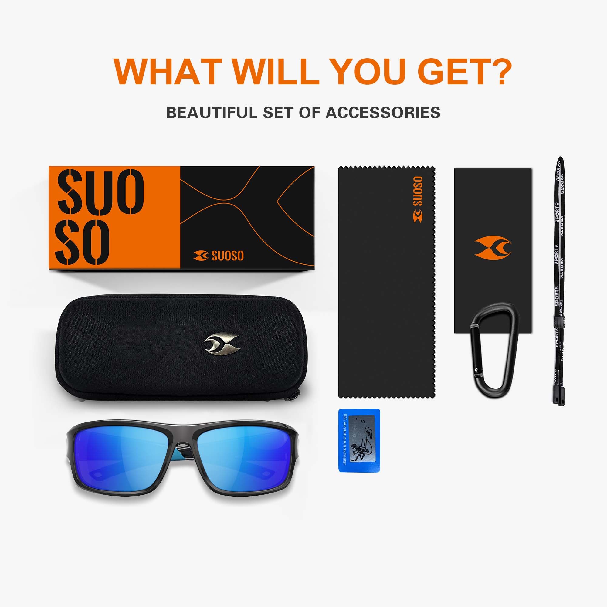 SUOSO Sports Polarized Sunglasses, UV400 Protection Wrap Around Sun Glasses for Golf Fishing Running Driving
