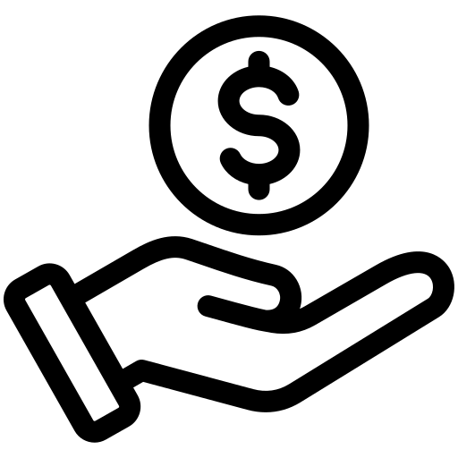 Piggy bank outline with coin, savings or finance icon in black on transparent background
